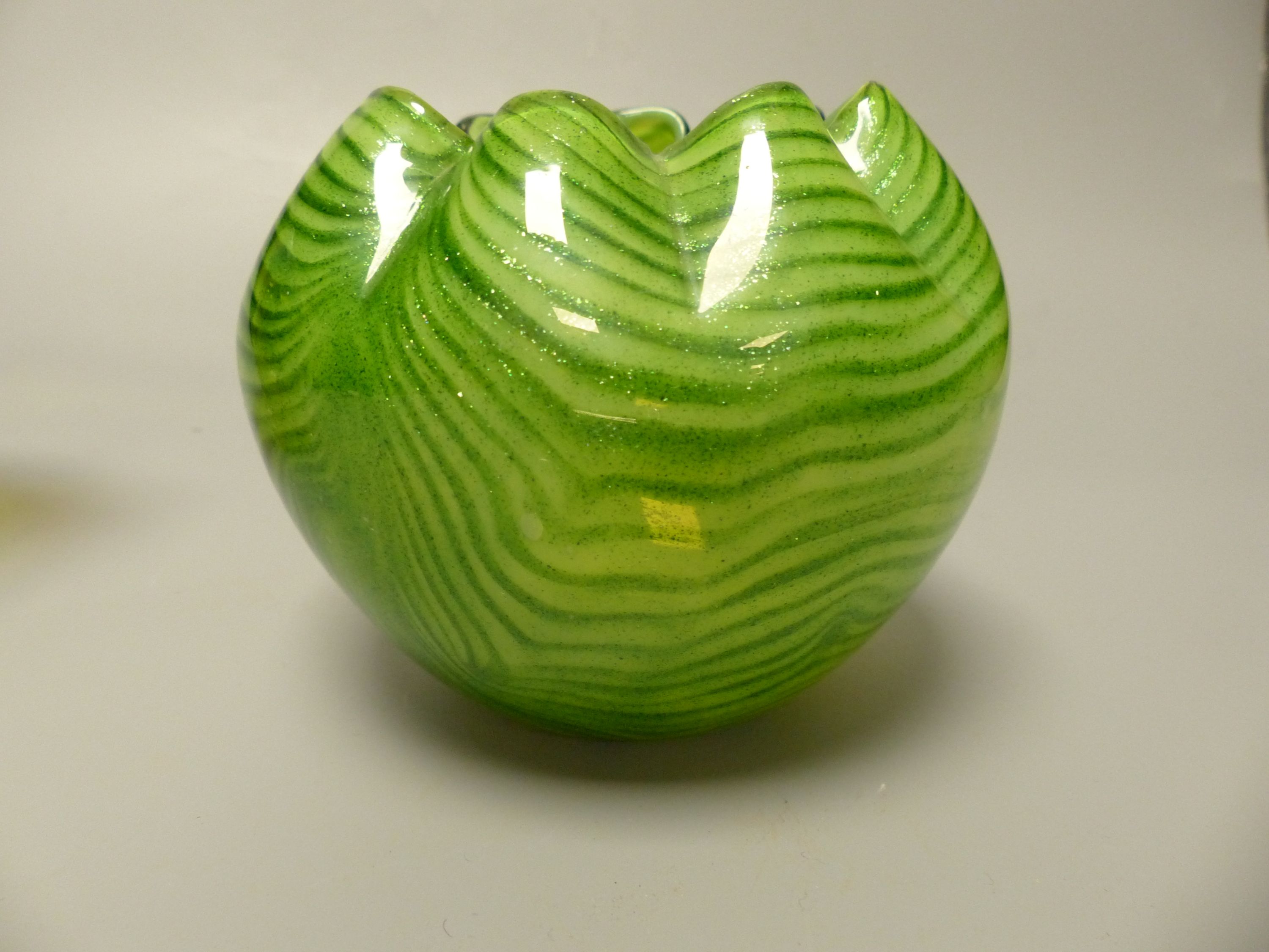 A green aventurine glass bowl and a Victorian style vaseline bowl, tallest 13.5cm